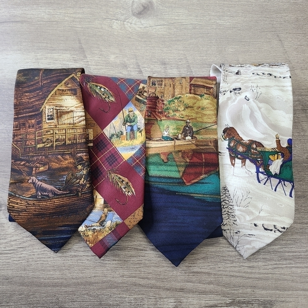 Vintage Eddie Bauer‎ Outdoors Fishing Silk Ties